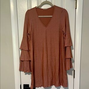 Altar’d State Rust Orange Tiered Sleeve Dress